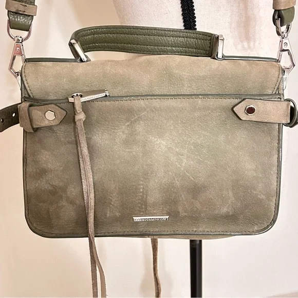 Rebecca Minkoff Olive Green Suede Shoulder | Crossbody Bag Convertible Strap - Picture 2 of 11